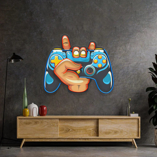 Hand Holding Game Pad Pop Art