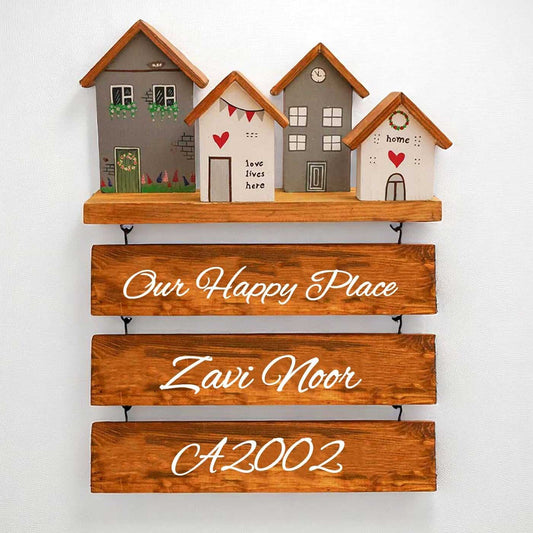 Personalized Grey & White Miniature House Wooden Name Plate