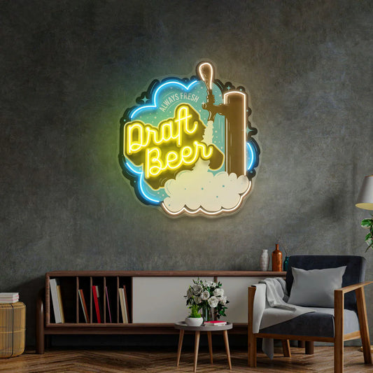 Draft Beer LED Neon Sign Light Pop Art Write Review