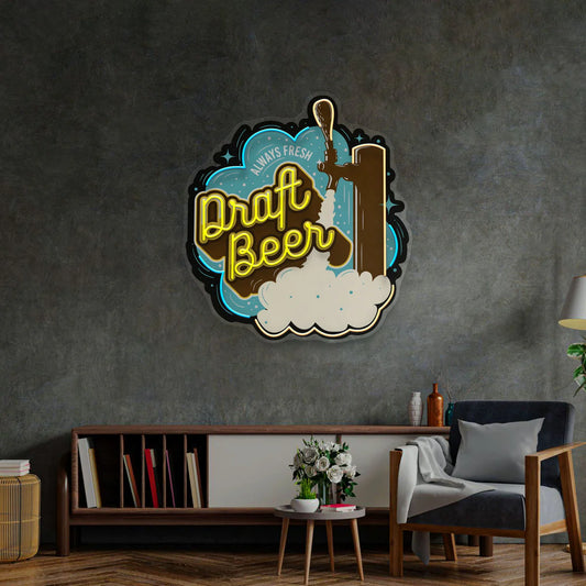 Draft Beer LED Neon Sign Light Pop Art Write Review