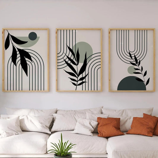 Boho Botanical Prints Set, Abstract Geometric Art