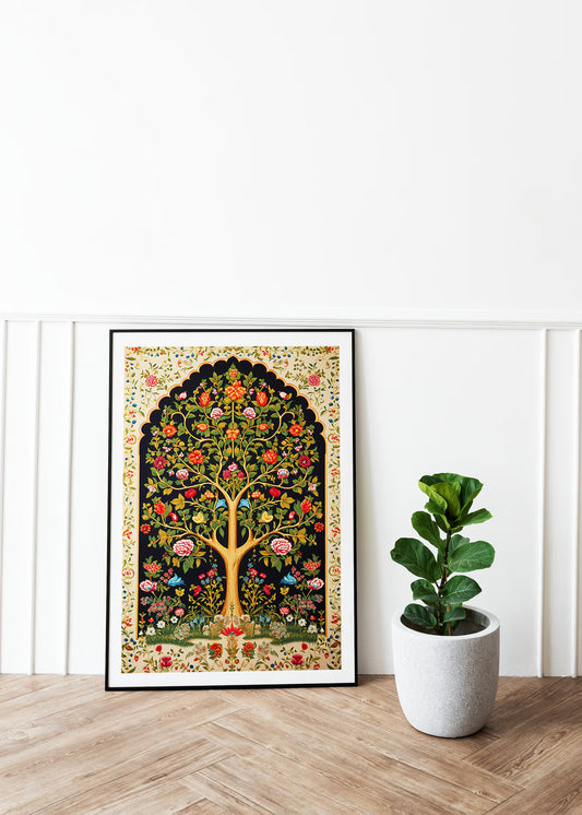 Pichwai Tree of Life Art Print: Indian Floral Painting (Digital Download)