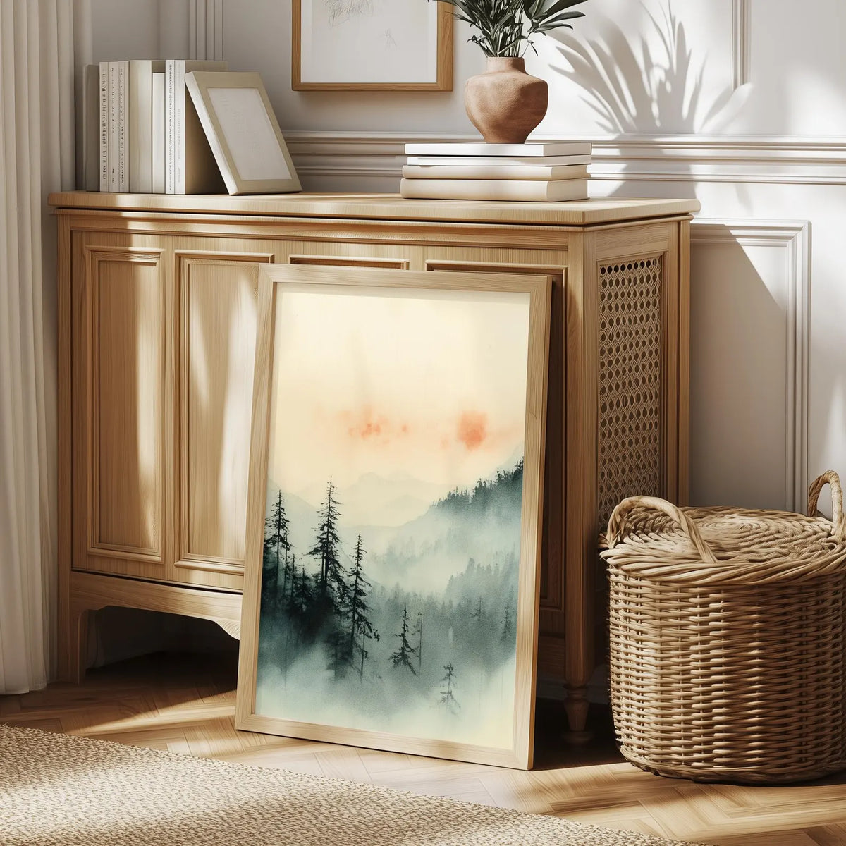 Japanese Wall Art Set of 3 | Japandi Watercolor Sunset Landscape | Jap ...