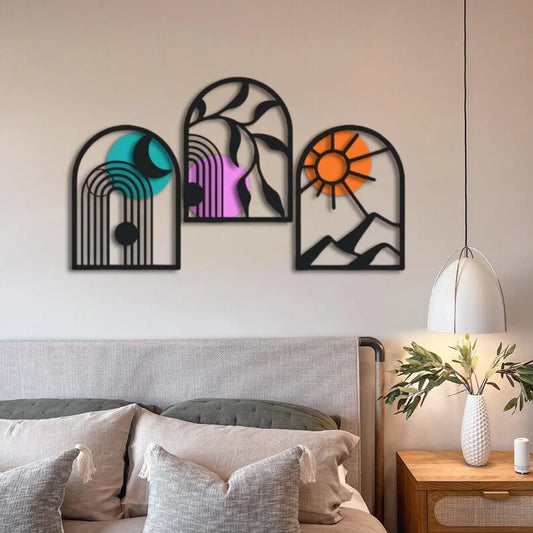 Colorful Sunshine Set of 3 Wood Wall Decor